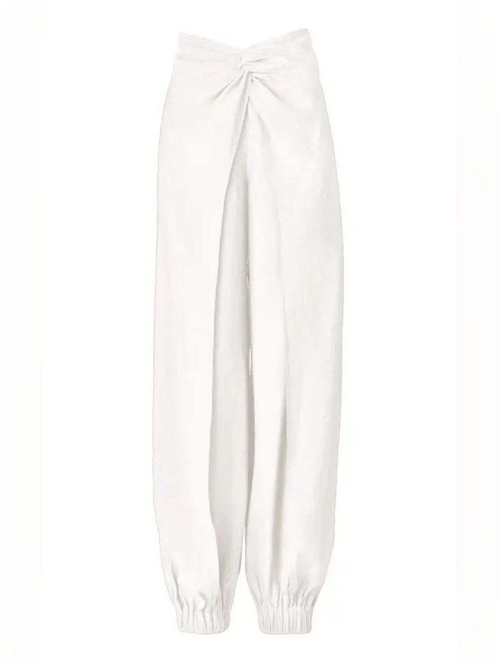 SILVIA TCHERASSI Raimondo White Twist-Front Crepe Wide Leg Tapered Pants M.